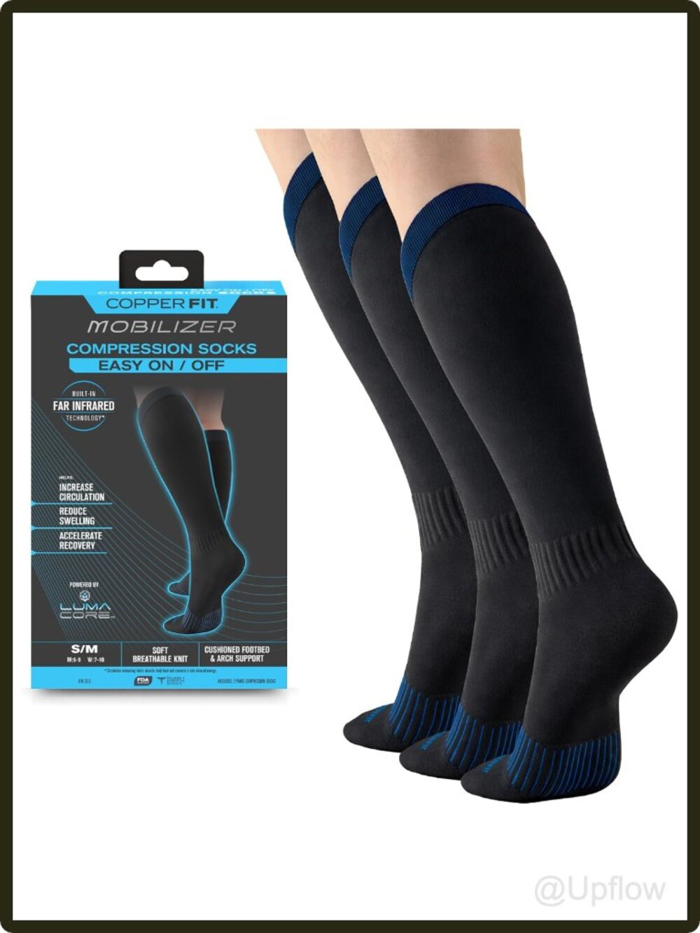Men's Women's Knee High Compression Socks 3 Pack Easy On Off Running